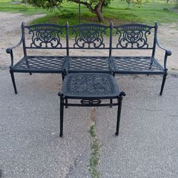 Hanamint Tuscany Outdoor Cast Aluminum Sofa And Small Table 