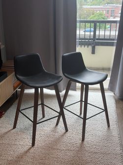 Faux Leather Walnut Bar Stool 26” x2