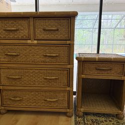 Wicker dresser and bedside table - Florida style!