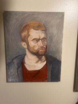 Vintage Oil Portrait  He’s a Great Listener (Because He Never Leaves)