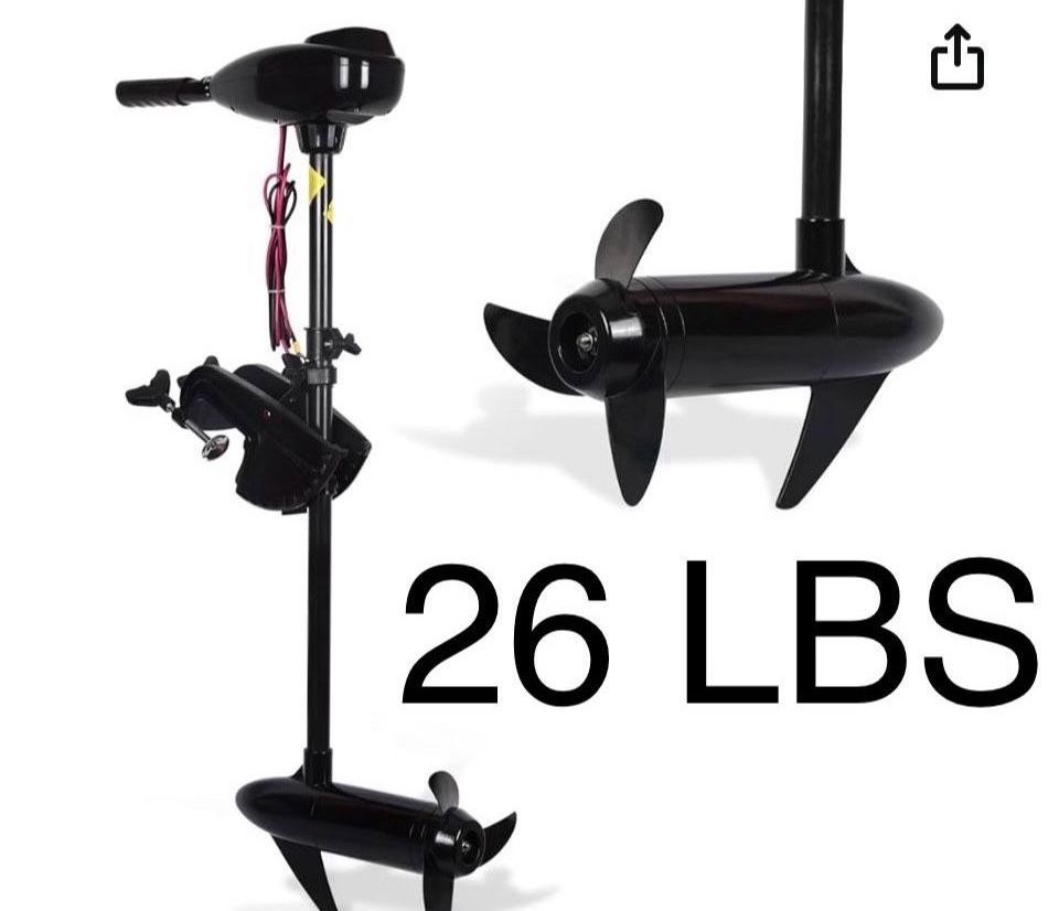 26 LBS Thrust 8 Speed Electric Outboard Trolling Motor for Fishing Boats Saltwater Transom Mounted with Adjustable Handle, 12V 28" Shaft