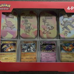  Pokemon 151 4 Pack Mini Tins + 4 Promo Cards Bundle