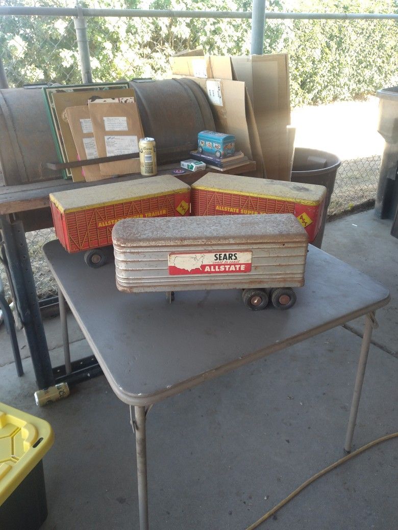 Antique Sears Allstate Big Rig Trailer Toys