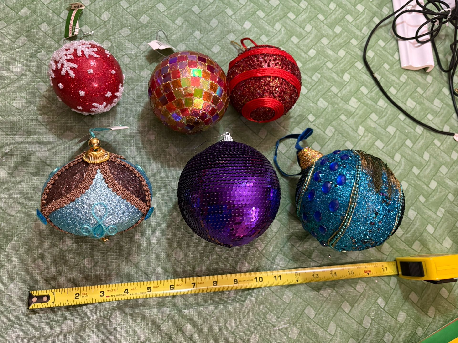 Ornaments 6 large Balls With Hangers