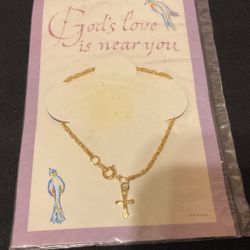 Gold Plated Bracelet With Cross Charm