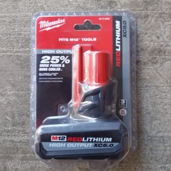 New Milwaukee High Output 5.0Ah Battery M12 
