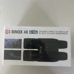 ATN Binox 4K 4-16X Smart Ultra HD Day/Night Hunting Binoculars w/Built-in Laser Rangefinder, Video Record, Wi-Fi, E-Compass, 16hrs+ Battery Power