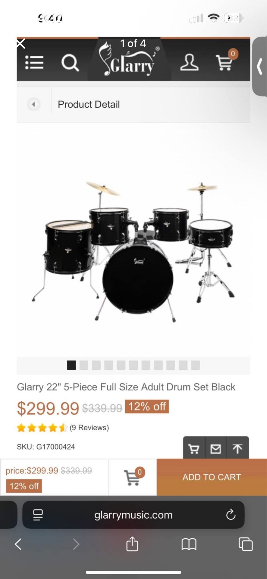 Glarry Music Adult Drum Set