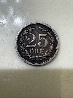 1899 Swedish 25 Öre Silver Coin