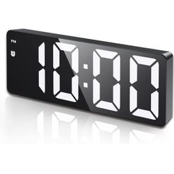 AMIR Digital Alarm Clock, [Upgraded Version] LED Clock for Bedroom, Electronic Desktop Clock with Type-C Port,Adjustable Brightness,DST,Snooze,12/24H 