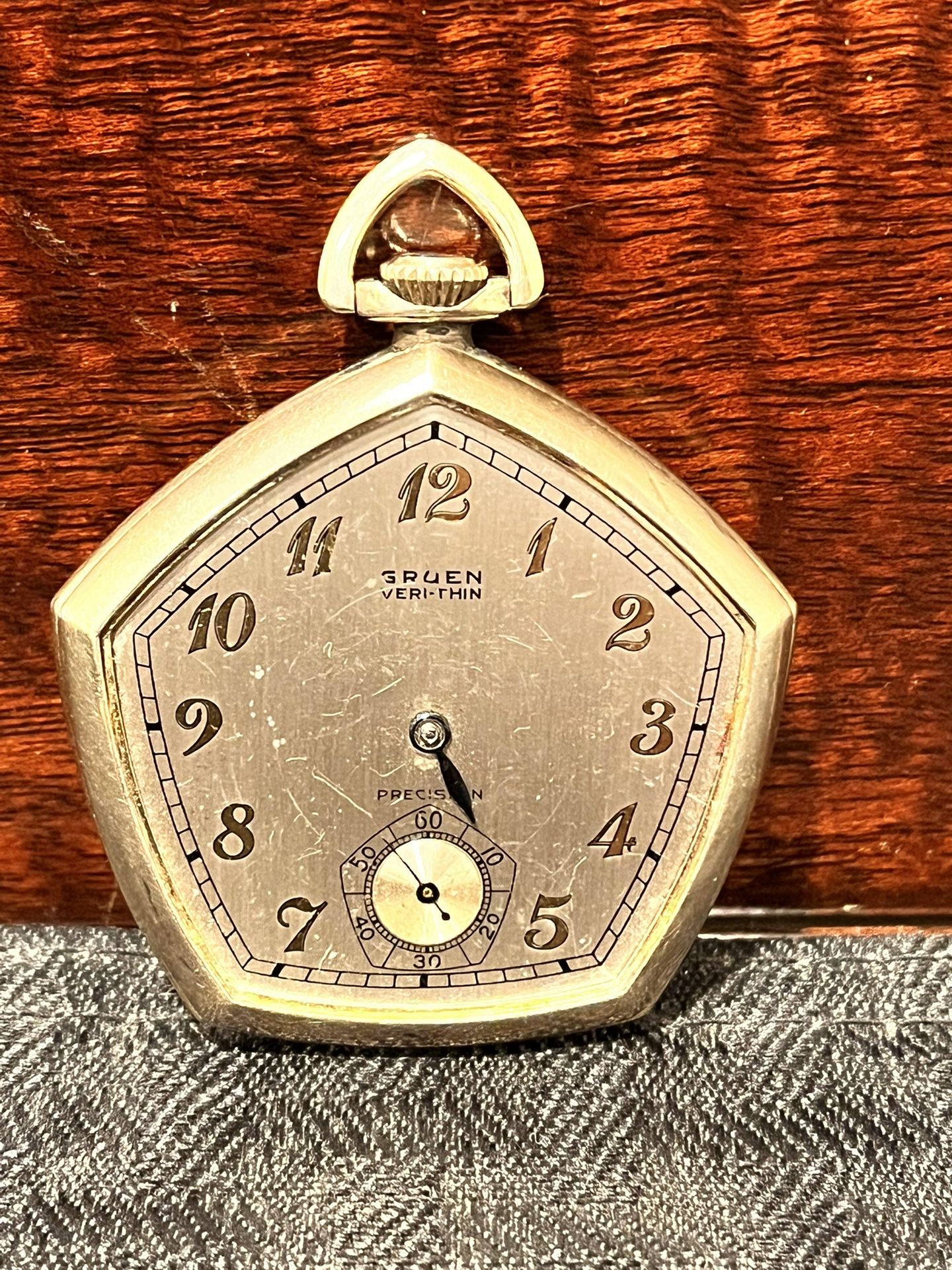 Gruen Veri-Thin Pentagon Pocket Watch For Parts.