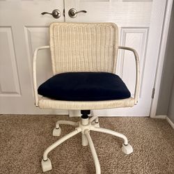 Coastal Wiker Office White Chair