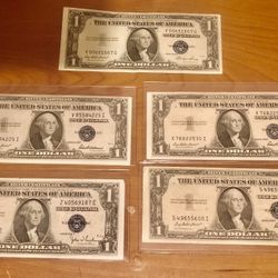 5 - 1935 Series Silver Certificates Circulated 