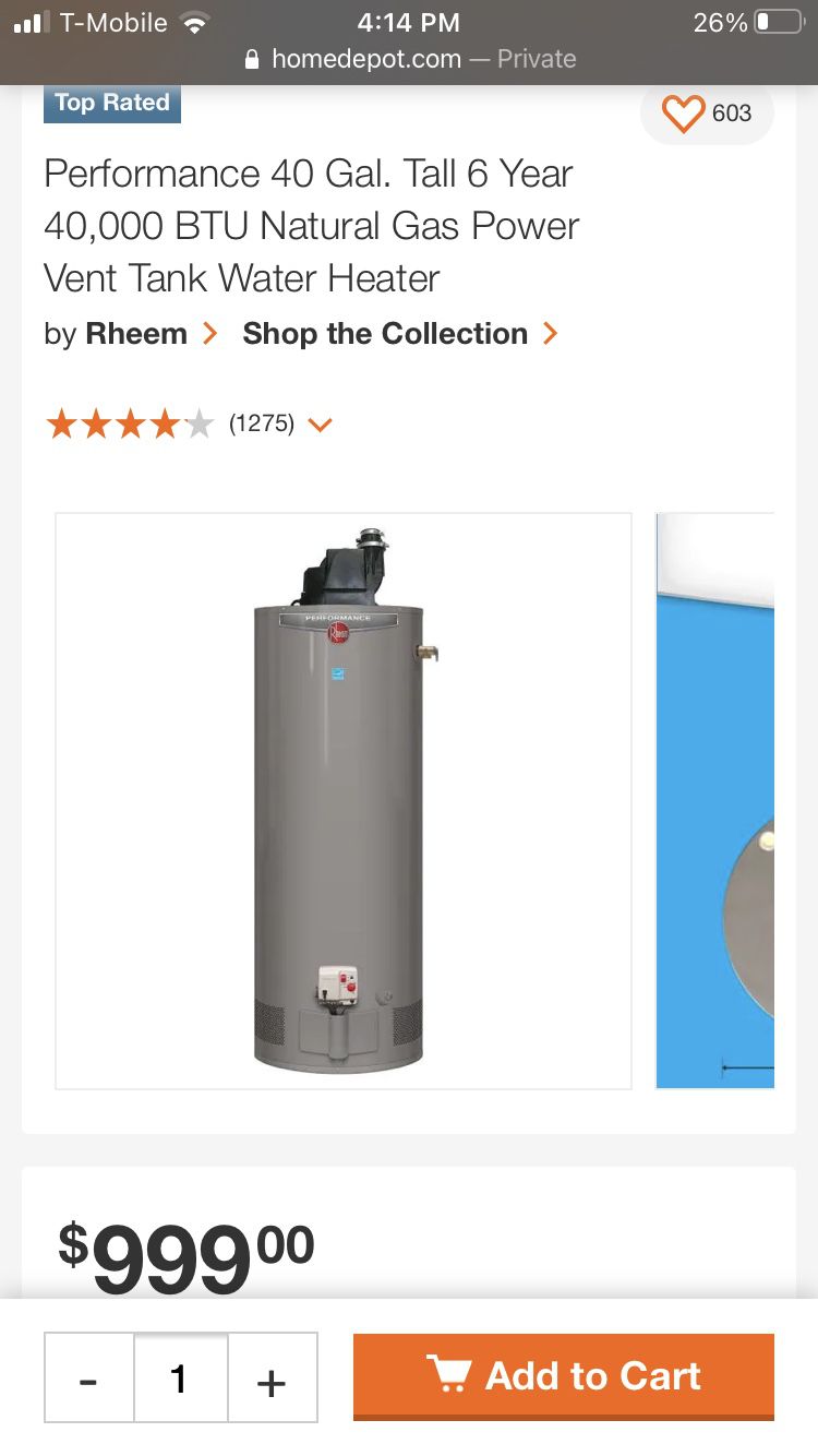 Reheem 40gallon Water Heater