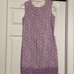 Talbots 100% Pure Silk Lavender Floral Dress - Size 2P