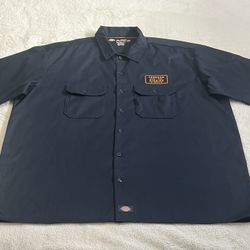 Dickies Navy Blue Short Sleeve Button Down Shirt