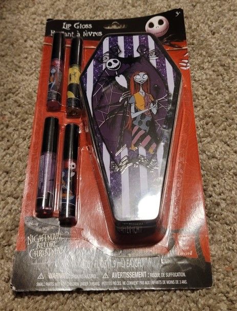 New Nightmare Before Christmas Lip Gloss and Tin Case