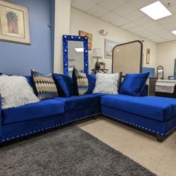 New Blue Sectional Sofa Couch 