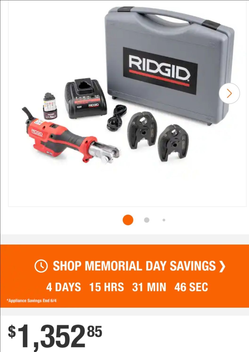 RP 115 Mini Press Tool Kit for 1/2 in. - 3/4 in. Copper & Stainless Fittings with 12V Li-Ion Battery (Includes 6 Items)