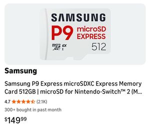 Samsung P9 Express microSDXC Express Memory Card 512GB | microSD for Nintendo Switch 2