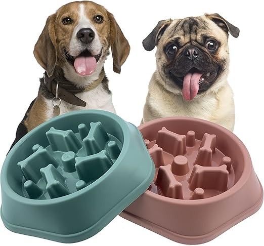 New Slow Feeder Pink Green DOG 🐕 Bowl Anti-Chocking