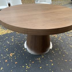 4.5ft Round Brown Wood Table