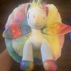 Big Dreamz Plush Unicorn Backpack Multicolor Rainbow 12" x 10"