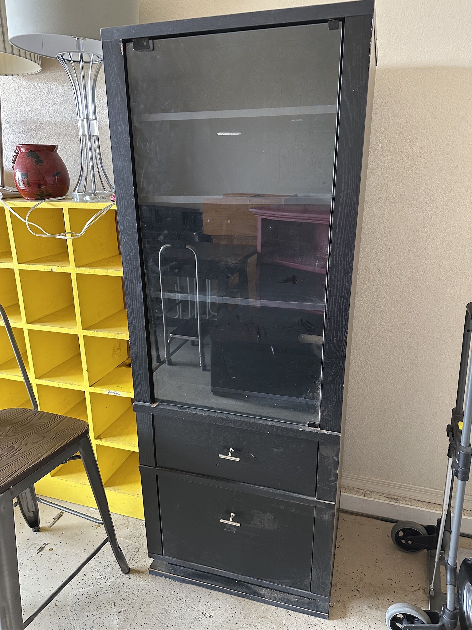 Black Storage Cabinet W/Drawers