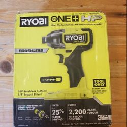 NEW RYOBI PBLID02 18V BRUSHLESS CORDLESS 4-MODE 1/4 INCH IMPACT DRIVER - TOOL ONLY