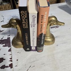 Vintage Brass Duck Bookends