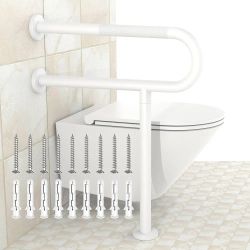 White Toilet Support Rail Safety Rail For Disabled Handicapped Elderly Injury 