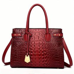 NWT Andrea’s Deals Crocodile Pattern Tote Bag, Crossbody Bag, Red