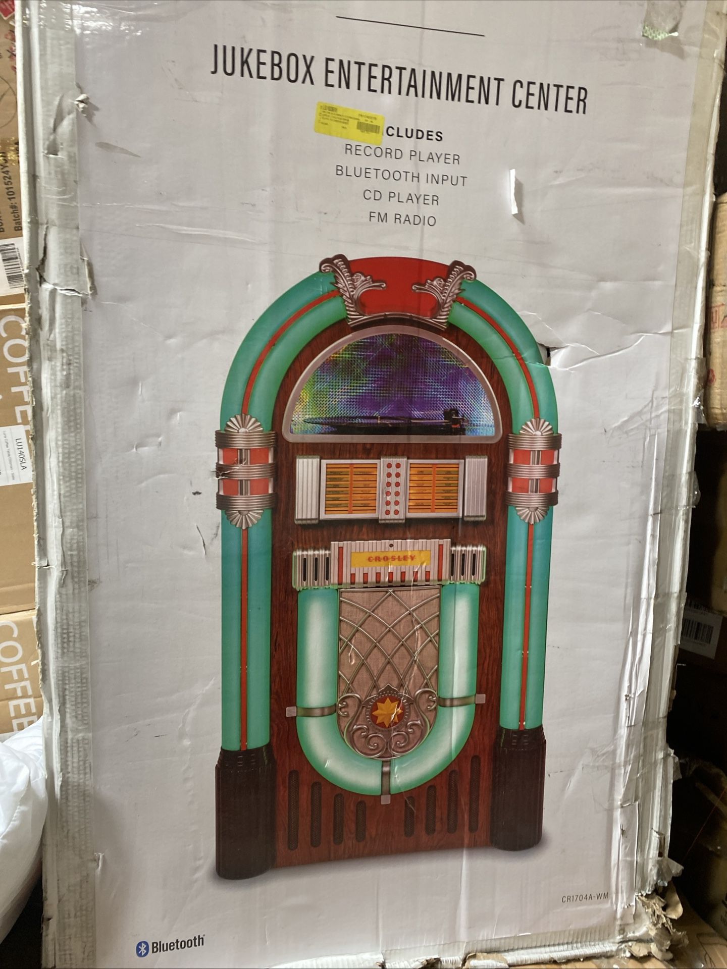 Crosley CR1704A-WM Full Size Jukebox W/Phono/FM/CD/BT/AC with Adapter & Remote..