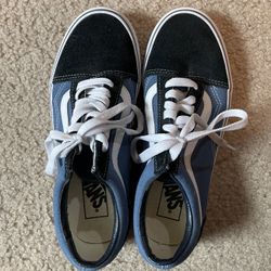 VANS Old Skool Navy & White Shoes (8 In Women)