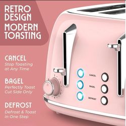 Pink Müeller Retro 4 Slice Toaster 