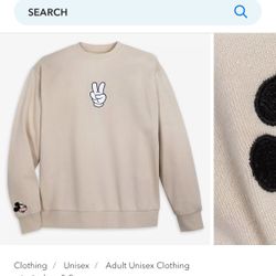 Adult Large Disney Mickey And Friends Peace Pullover Sweatshirt