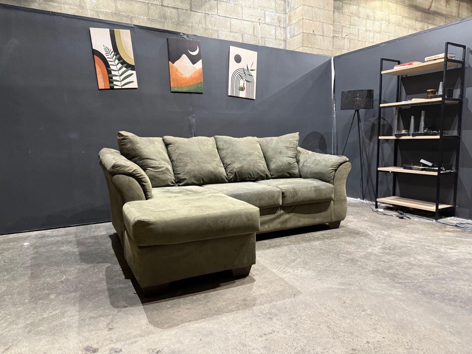 Ashley Darcy Olive Sofa with Reversible Chaise - Delivery Available!