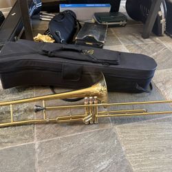 Valve Trombone With Case And Mouthpiece 