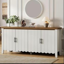 BEAUTIFUL FARMHOUSE SIDEBOARD OR COFFEE STATION BRAND NEW 63X17X33 4 DOORS AND REGULABLE SHELVES