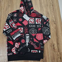 New Nike Air Jordan Mens Essentials AOP Fleece Hoodie Black Sz Medium HM7254-010