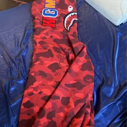 brand new red bape zip up 