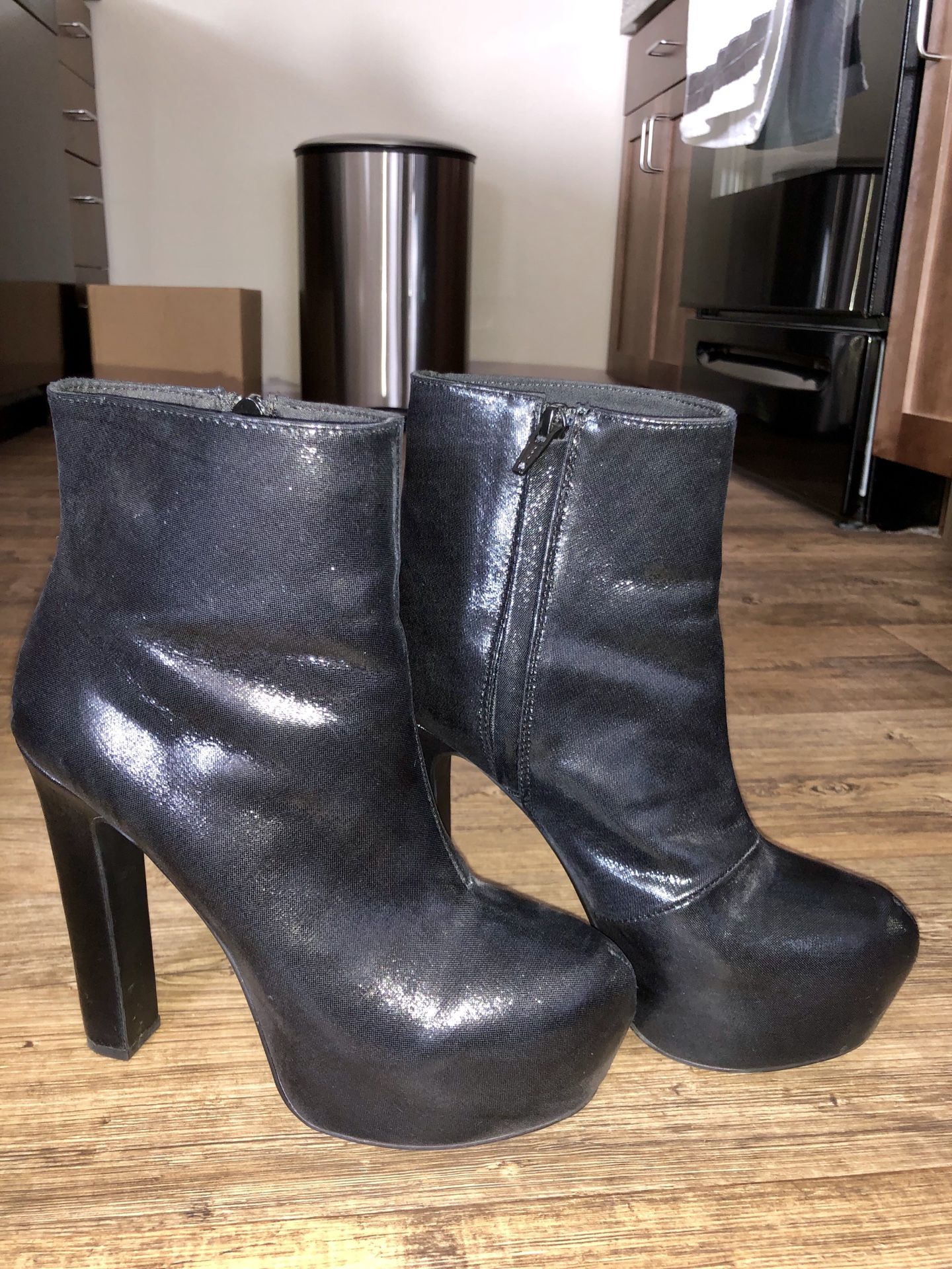 Divided black booties