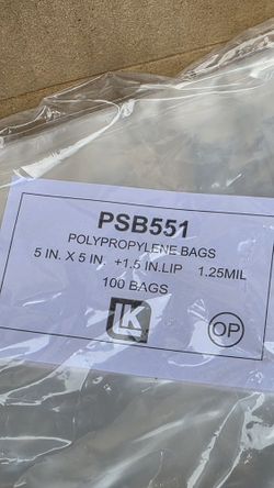 1000 BAGS

5" Χ 5" Resealable POLYPROPYLENE New Price Firm Corona92879 