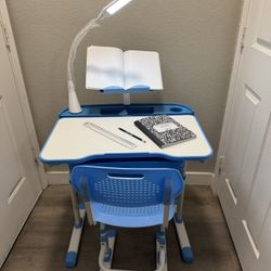 Kids Study Desk And Chair With LED Lamp