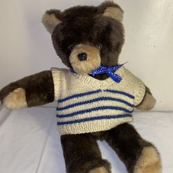 Vtg 1980 Quiet Bears By Pat Stuffed Animal Plush Brown Bed