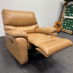Rocking Tan Leather Recliner Couch by Bassett - ❌90% OFF❌ - Can Deliver