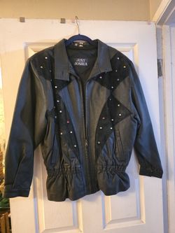 Leather Jacket With Colorful Studs