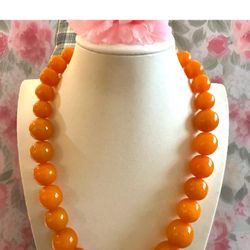 Stunning Butter Scotch Marbled Amber Resin Beads Necklace 21”inch & 134 grams.