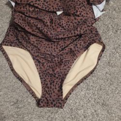 Brown black 1 piece bathing suite