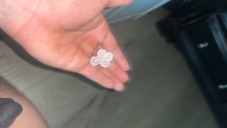 18k rose gold iced out cross ring